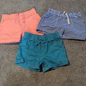 Stylish Girl's Shorts Trio - Pink, Blue, and Striped
